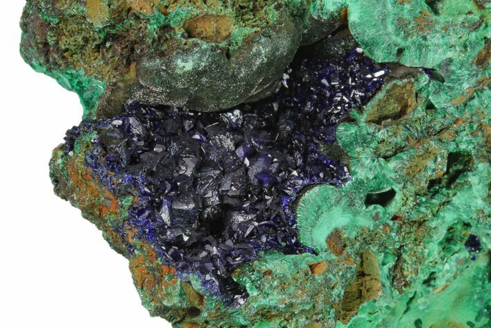 Sparkling Azurite Crystals With Malachite - Laos #141802